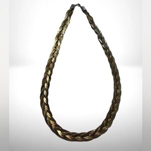 Elegant Vintage Gold Tone Braided Chains 18" Necklace Jewelry